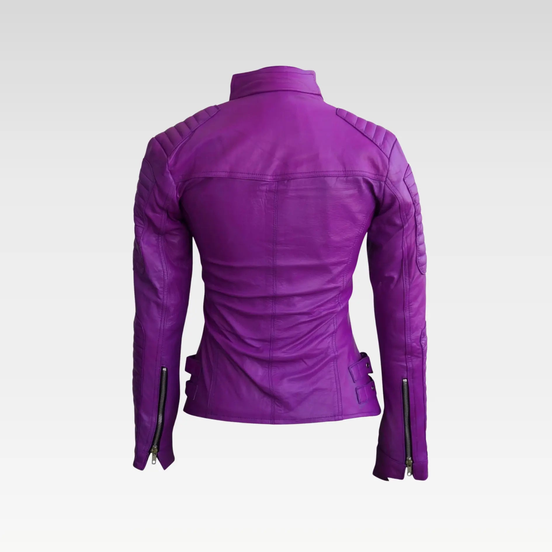 Women Purple Brando Leather Jacket