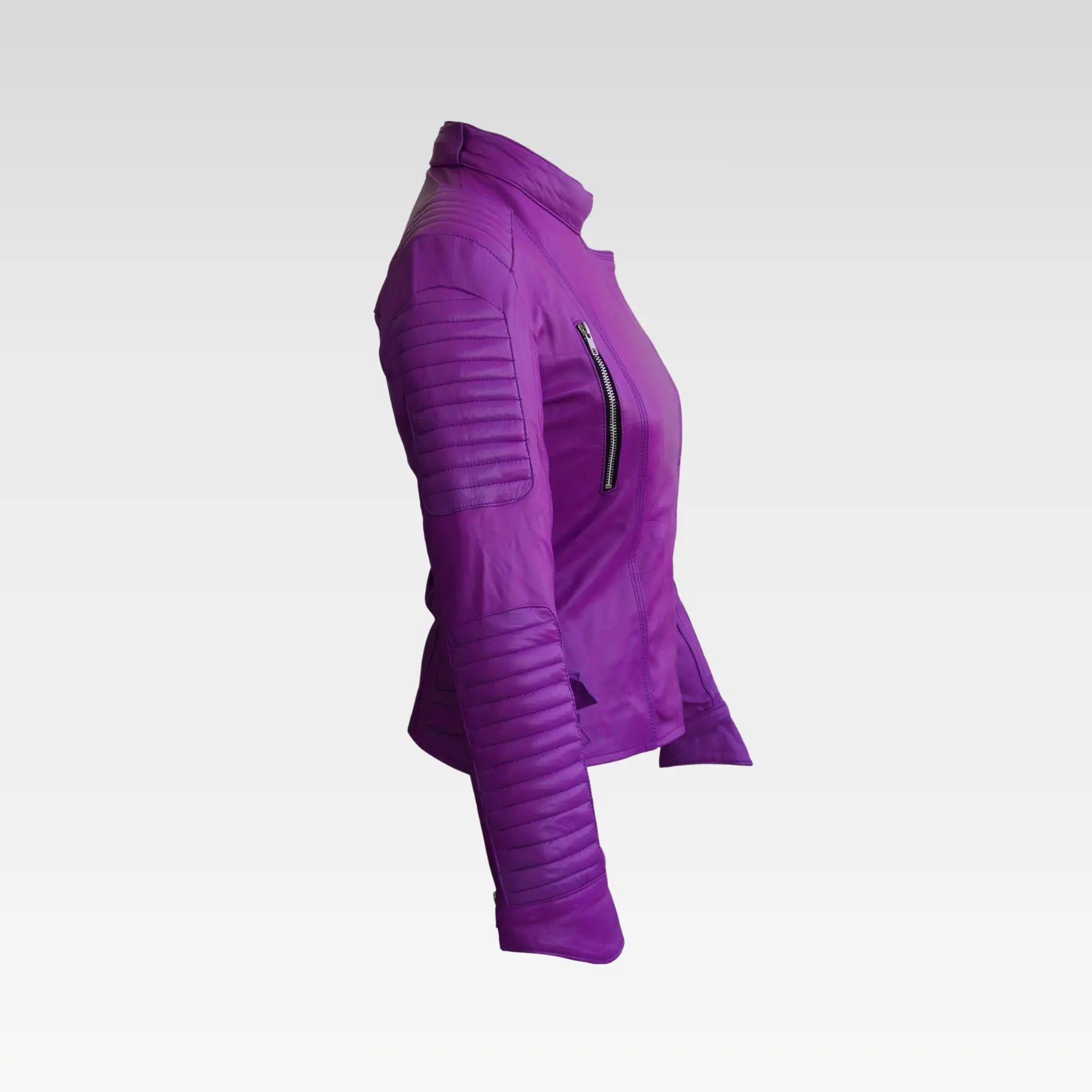 Women Purple Brando Leather Jacket