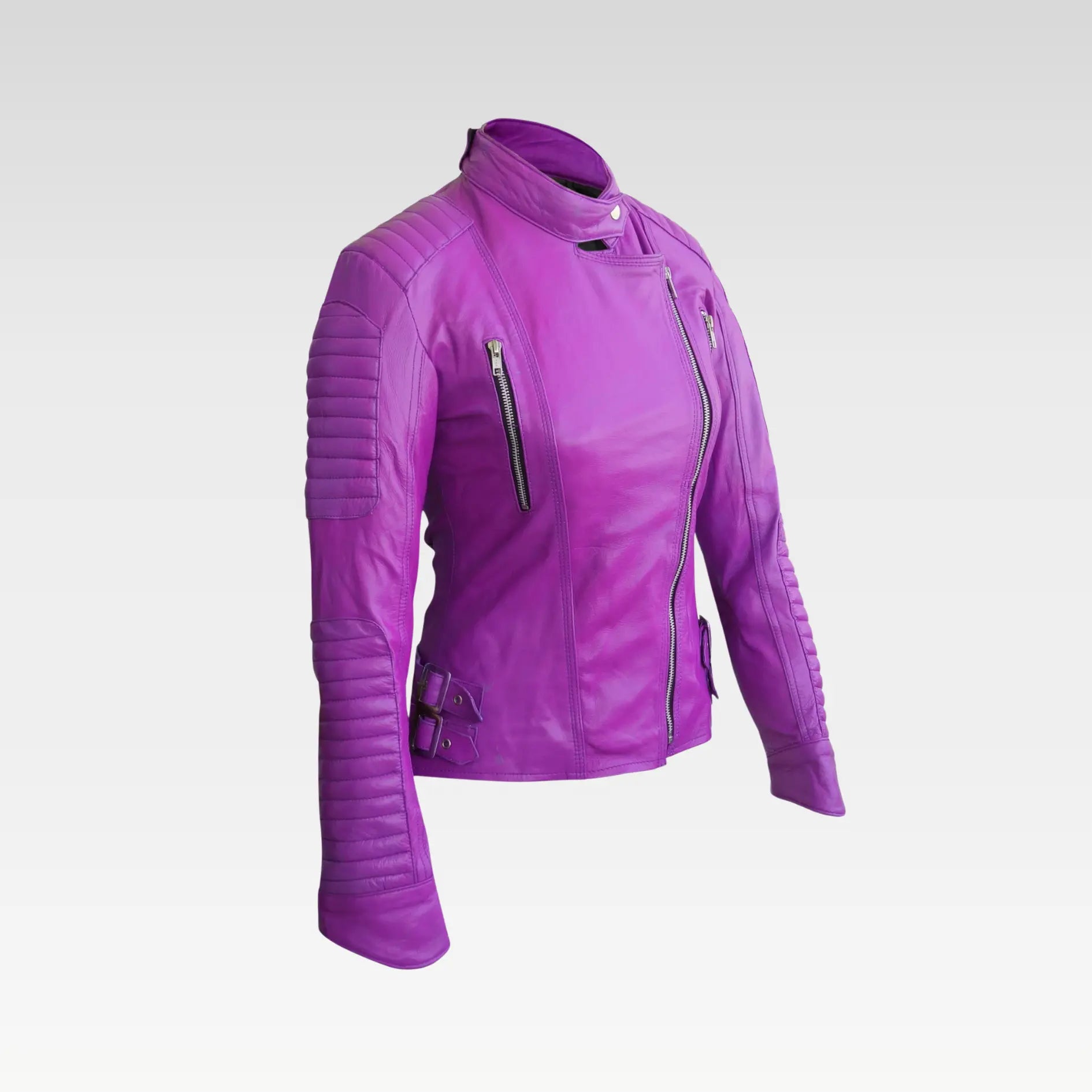 Women Purple Brando Leather Jacket