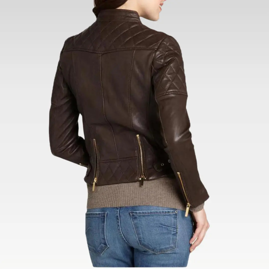 Women Real Lambskin Leather Biker Jacket