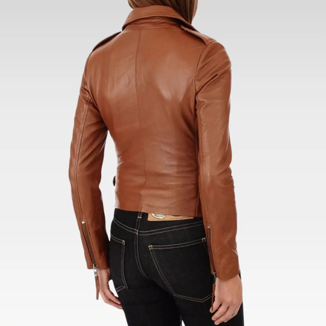 Women Real Lambskin Leather Biker Jacket