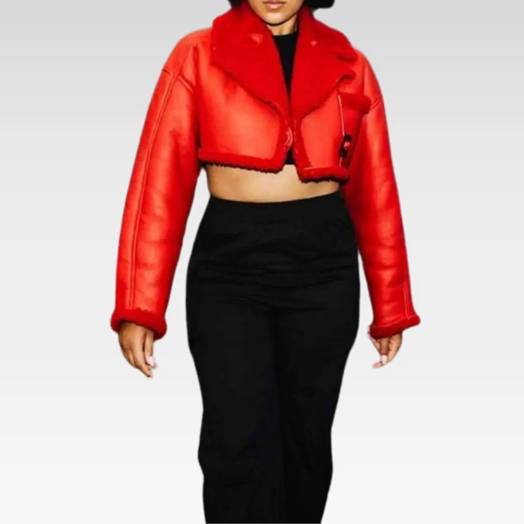 Women's Red Sheepskin B3 Aviator Bomber Jacket