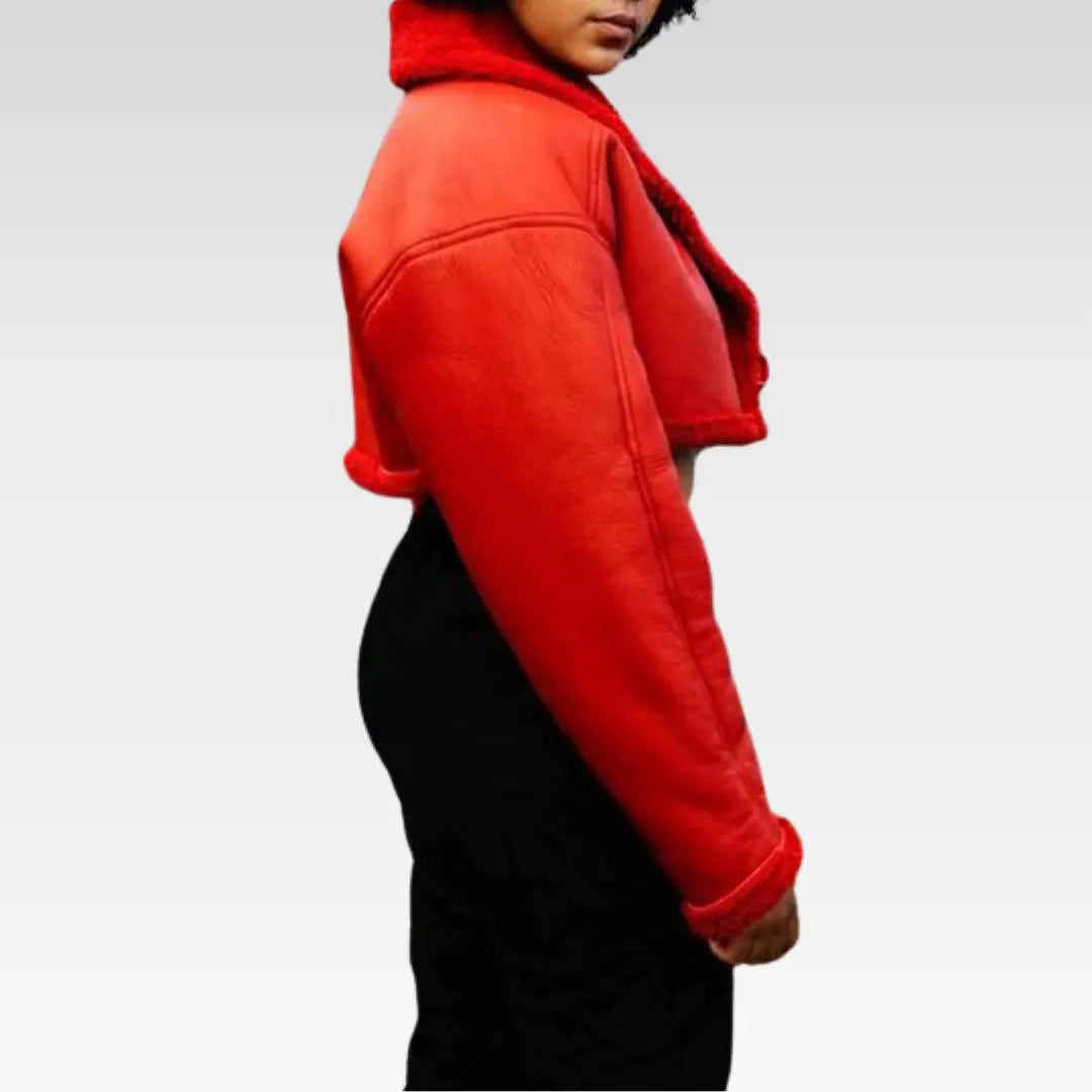 Women's Red Sheepskin B3 Aviator Bomber Jacket