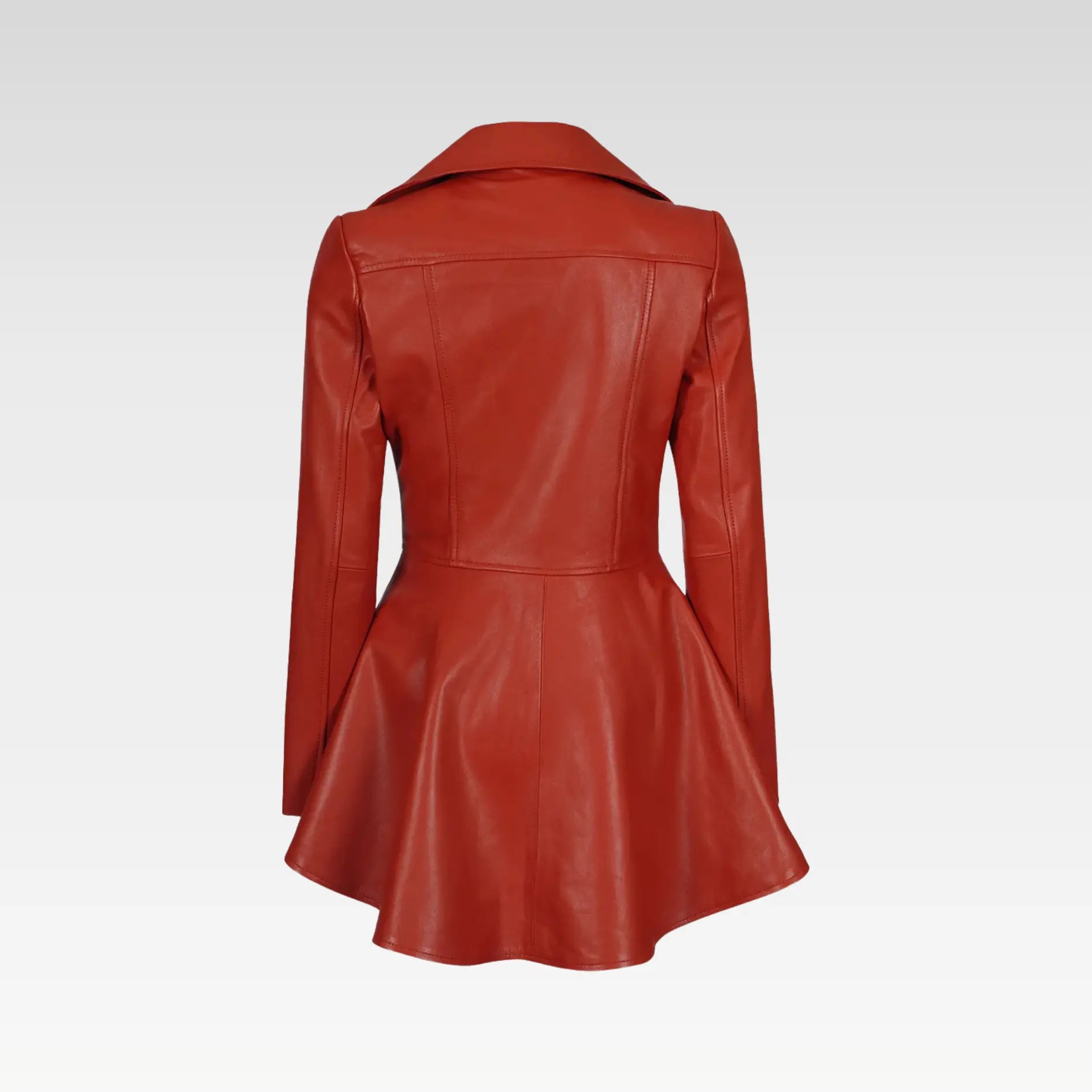 Women's Biker Style Red Leather Peplum Jacket