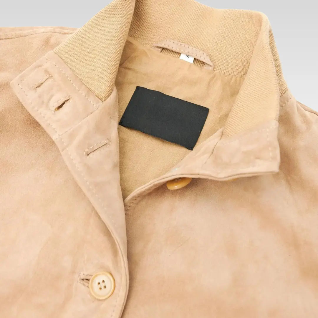 Faty - Suede Leather Bomber Jacket With Buttons