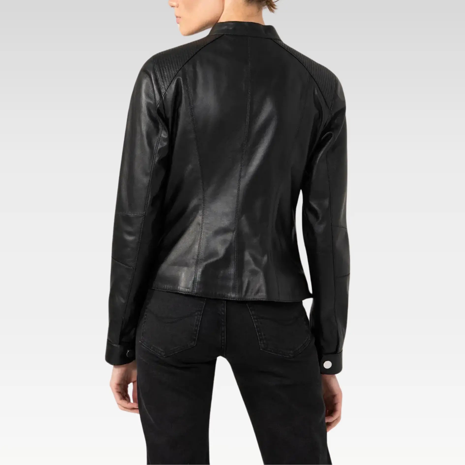 Women’s Casual Cafe Racer Leather Jacket