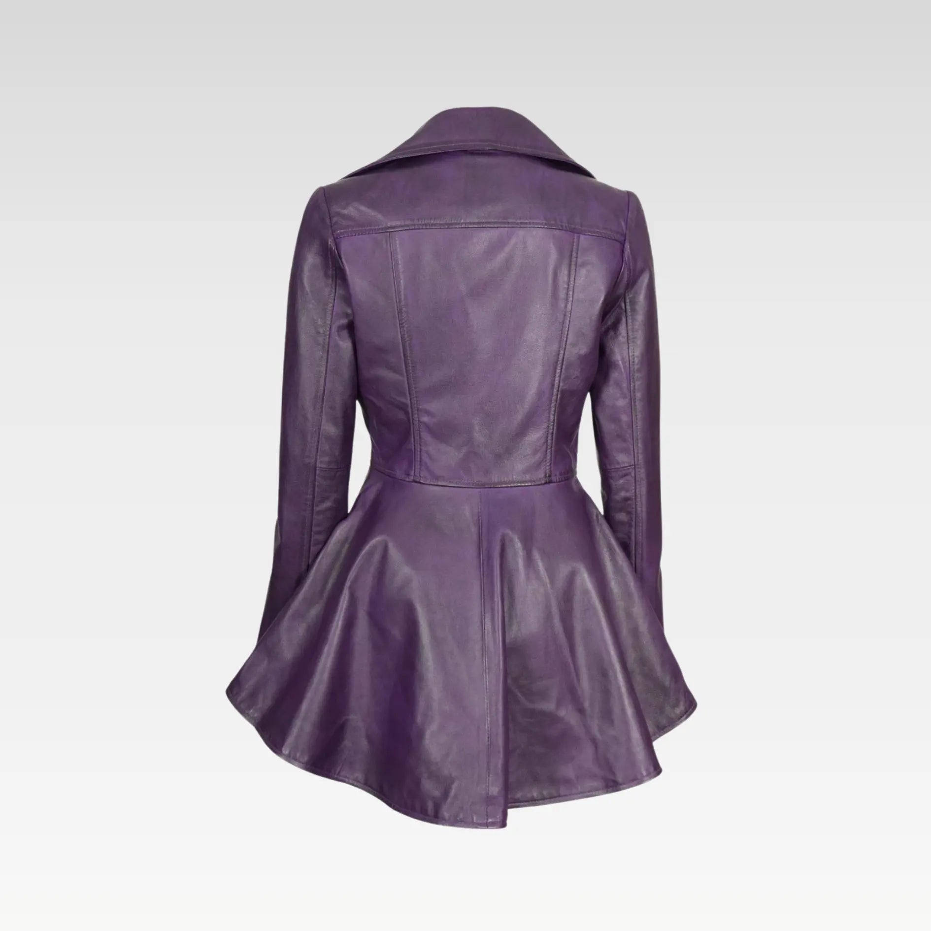 Women's Purple Asymmetrical Leather Peplum Jacket
