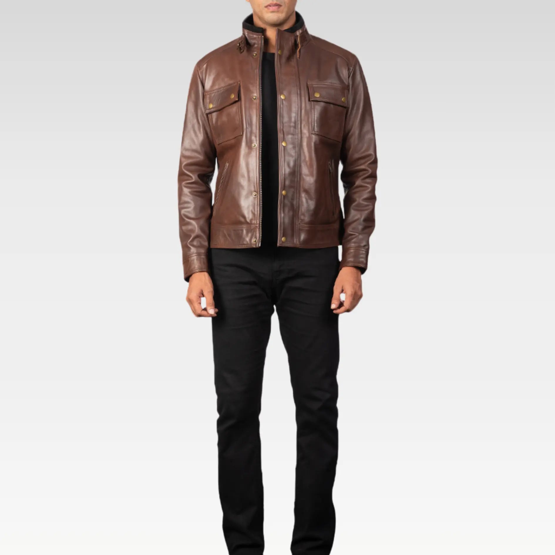 Darren Leather Biker Jacket - Image 6