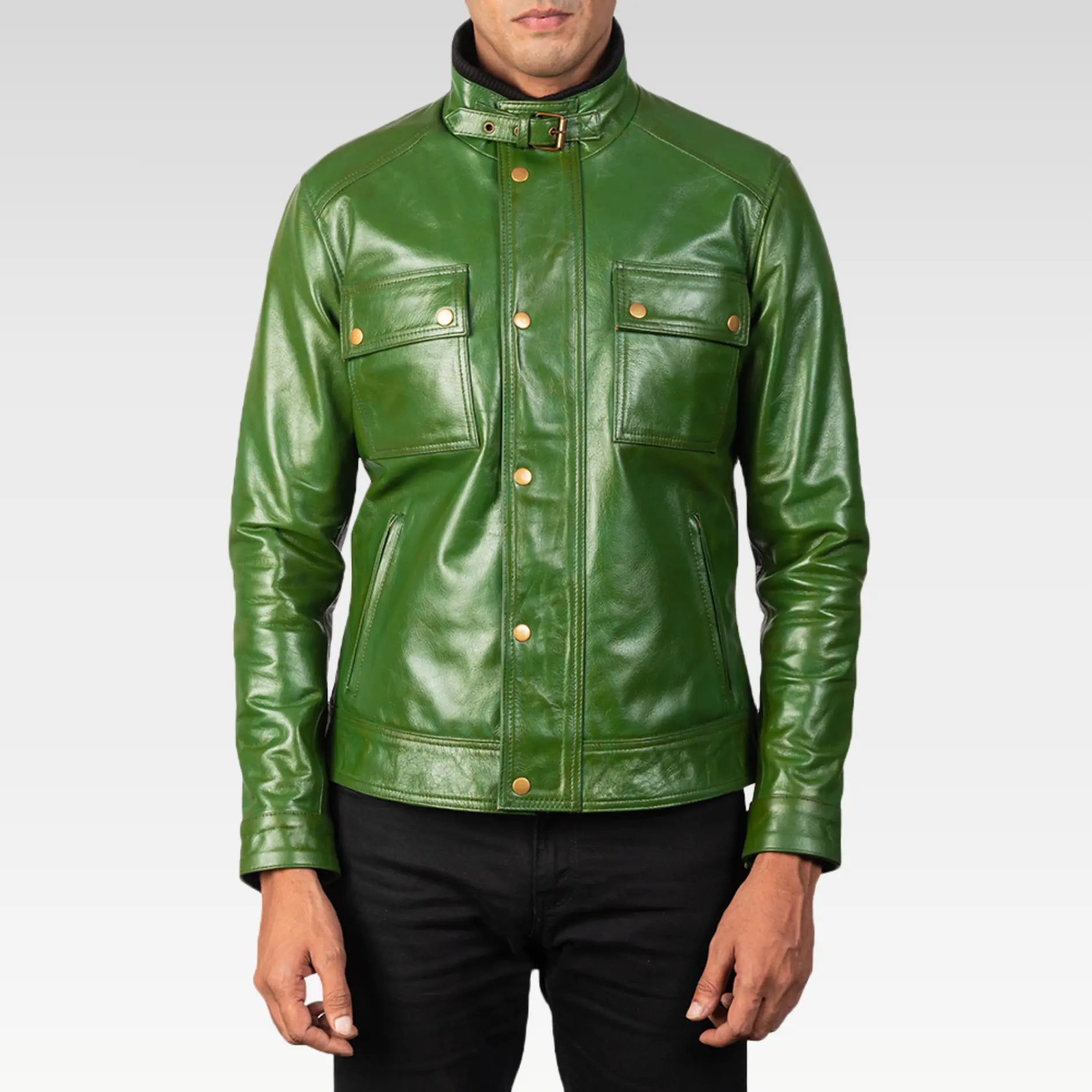 Darren Leather Biker Jacket - Image 2