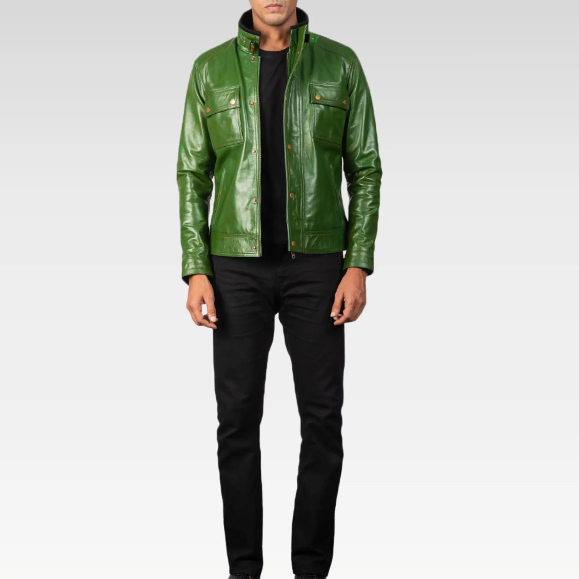 Darren Leather Biker Jacket - Image 3
