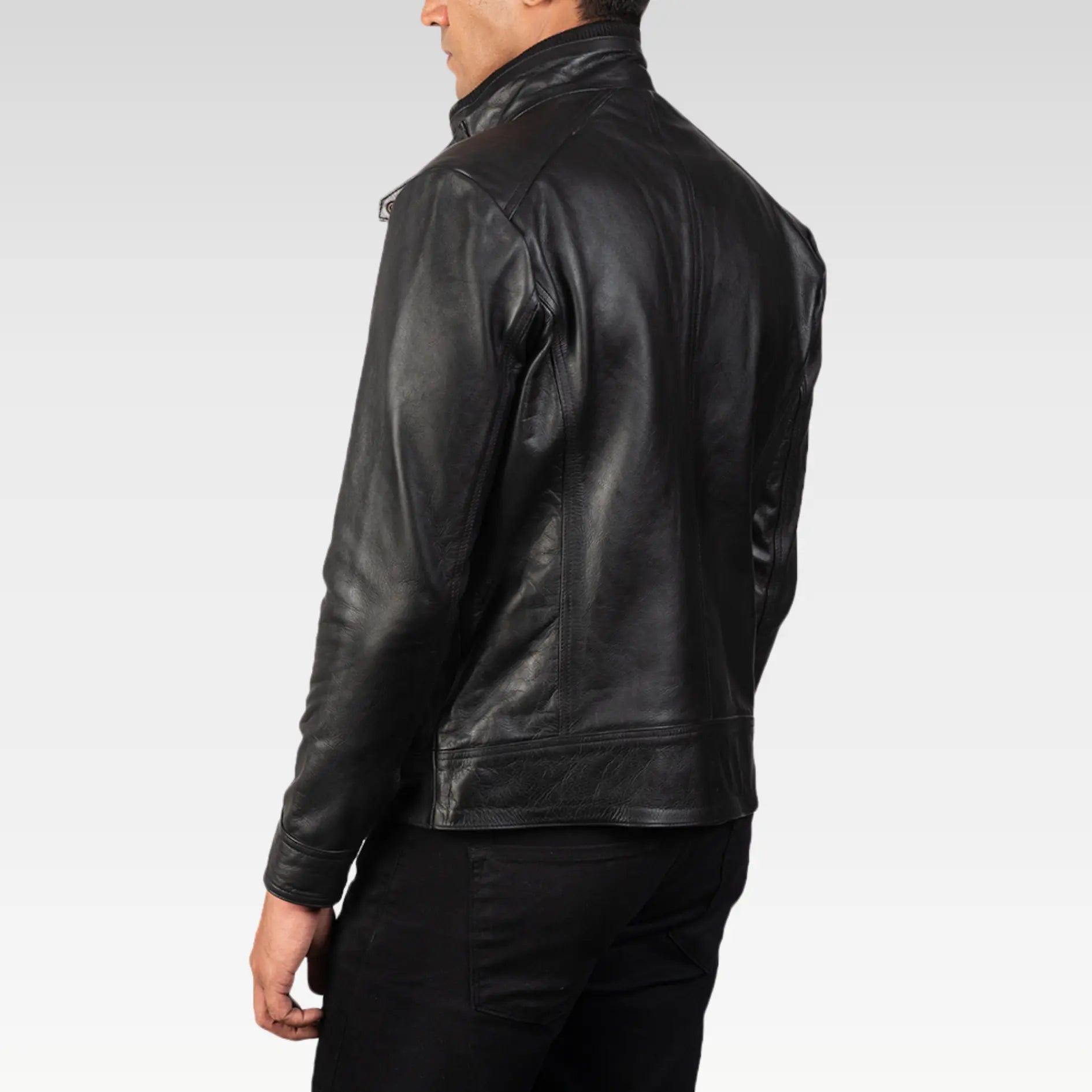 Darren Leather Biker Jacket - Image 10