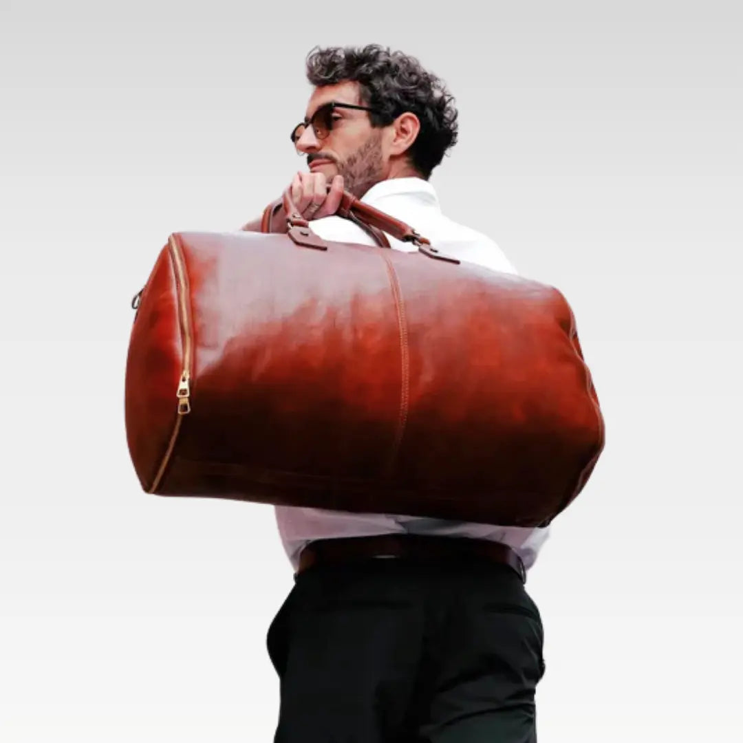 Full Grain Italian Leather Garment / Suit Duffel Bag - Image 5