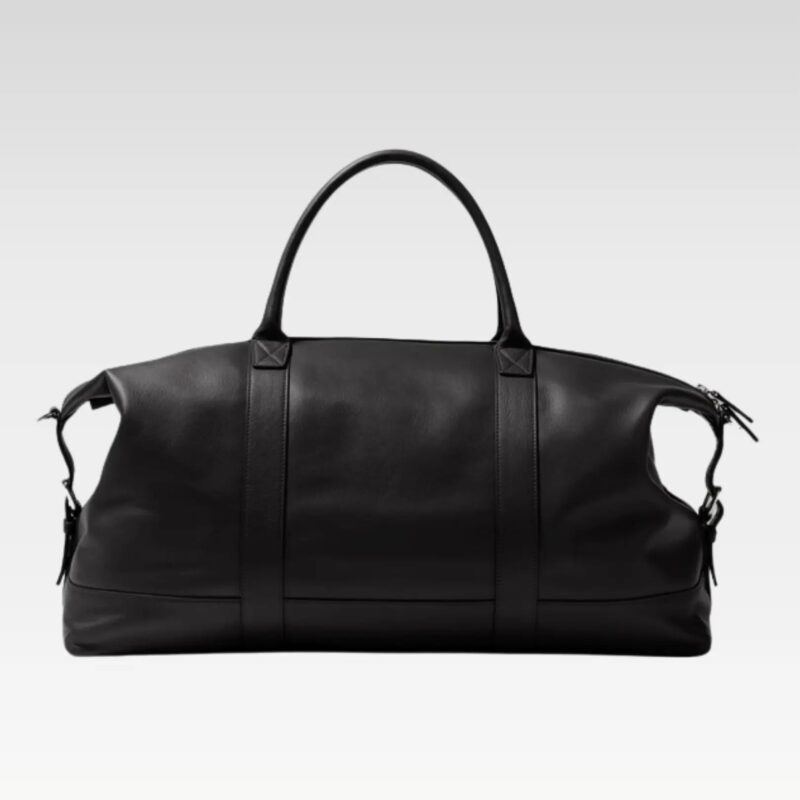 Front view of the Iron Rose Medium Duffle crafted from rich full-grain leather, featuring sturdy top handles, a structured silhouette, and a durable YKK zipper for everyday and weekend travel.