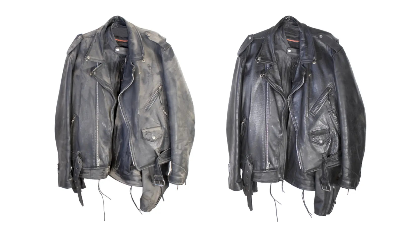 before and after cleaning leather jacket